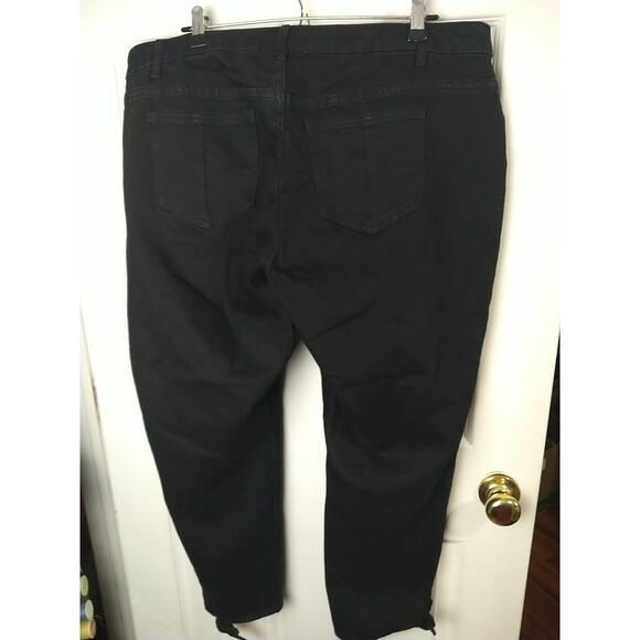 OSO Casual Woman 18W Jeans Black Stretch Ankle 5 Pocket Casual Ankle Tie Accent - Picture 10 of 10